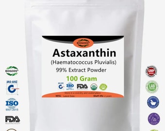 Astaxanthine pure, 100 g, poudre de pureté 99 %