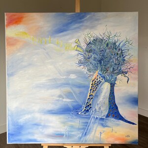 Large Oil Painting, Abstract Landscape Art, Philosophical Art, Surrealist Painting, Tree of Fate on Canvas, Symbolic Art, Visionary Art