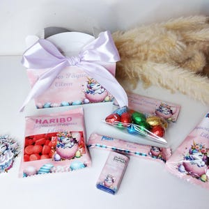 Scatola di Pasqua personalizzata al 100% piena di dolcetti per bambini, regali di Pasqua, cioccolato pasquale, dolci, temi a tua scelta