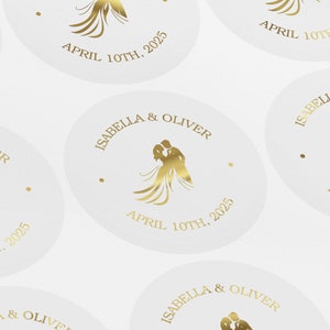 Wedding Sticker, Custom Modern Wedding label, Envelope Seal Stickers, Invitation Seals, Foiled Stickers, Silver, Gold, Rose Gold, LUX0100