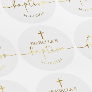 Personalized Baptism Label, Baptism Sticker, Christening Sticker, Naming Ceremony Labels, Foiled Stickers, Silver, Gold, Rose Gold, LUX0068