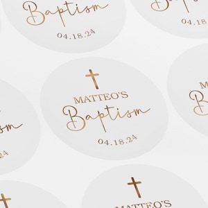 Baptism Sticker, Personalized Baptism Label, Christening Sticker, Naming Ceremony Labels, Foiled Stickers, Silver, Gold, Rose Gold, LUX0067