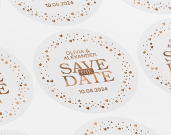 Personalized Save the Date Stickers, Metallic Foil Envelope Seals