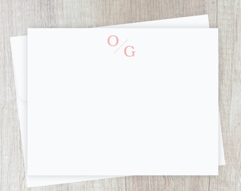 Monogram Stationery Set, Personalized Flat Notecards, Luxe Paper