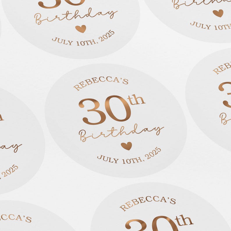 30th Sticker Custom 30th Birthday Foil Stickers, Personalized Envelope Seals - Etsy