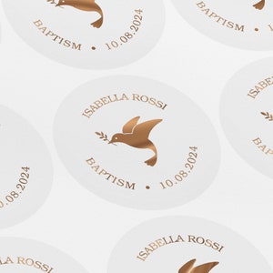 Personalized Christening Sticker, Baptism Sticker, Baptism Label, Naming Ceremony Labels, Foiled Stickers, Silver, Gold, Rose Gold, LUX0072