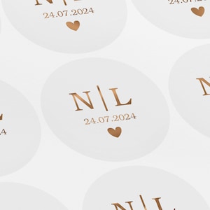 Stickers initiaux de mariage déjoués, autocollants personnalisés de faveur de mariage, autocollants monogrammes en feuille d'or, joints autocollants enveloppe givrée, LUX0037
