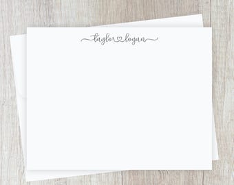 Personalized Script Stationery, Flat Notecard Set, Custom Flat Note Cards LUXE-NC06