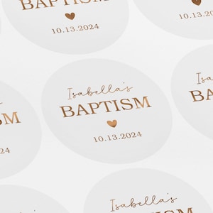Personalized Baptism Sticker, Baptism label, Christening Sticker, Naming Ceremony Labels, Foiled Stickers, Silver, Gold, Rose Gold, LUX0122