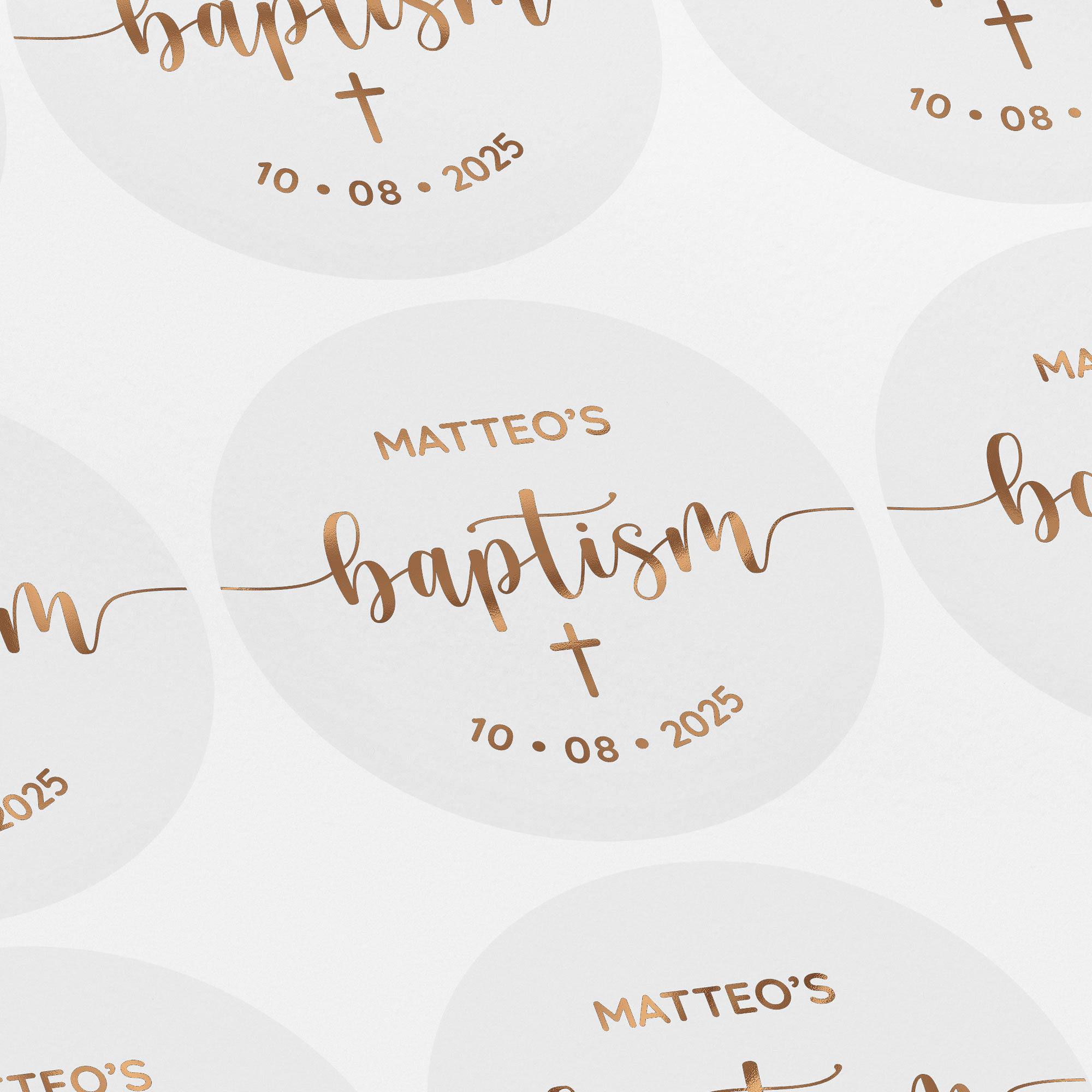 Personalized Baptism Stickers, Foiled Christening Labels, Silver, Gold ...