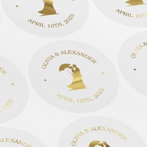 Wedding Sticker, Custom Modern Wedding label, Envelope Seal Stickers, Invitation Seals, Foiled Stickers, Silver, Gold, Rose Gold, LUX0101