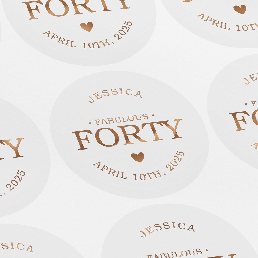 Fabulous Forty Birthday Sticker, Fab & 40, 40 and Fab, Envelope Seal ...