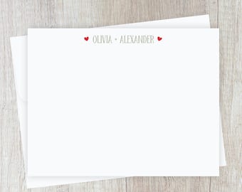Custom Script Flat Notecard Set, Personalized Stationery
