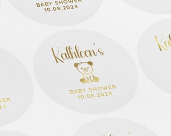 Custom Baby Shower Stickers, Metallic Foil Labels