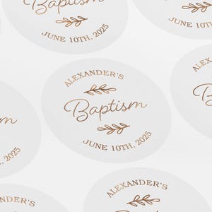 Baptism Sticker, Personalized Baptism label, Christening Sticker, Naming Ceremony Labels, Foil Stickers, Silver, Gold, Rose Gold, LUX0130