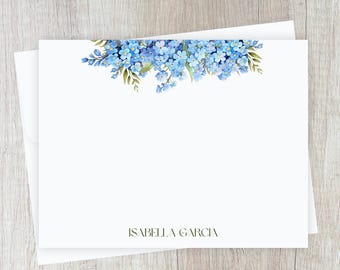 Forget-Me-Nots Personalized Notecard Set, Floral Stationery