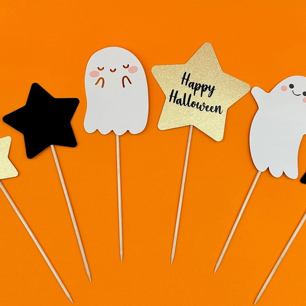 Cute Halloween cake and cupcake toppers