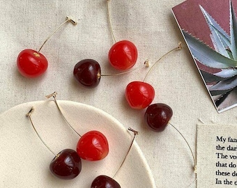 Kirsche Ohrringe Drop Baumeln Haken Ohrringe Obst Ohrring Ohr Bar Bolzen Ohrringe Lange Tropfen Rote Kirsche Baumeln Ohrringe Schmuck Geschenke für Frauen