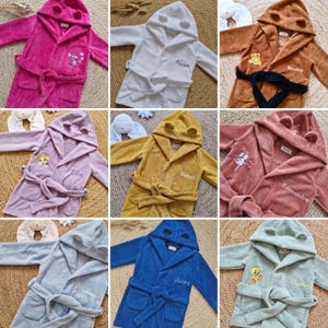 Peignoir bébé/enfant personnalisé doux et absorbant en éponge bambou avec broderie