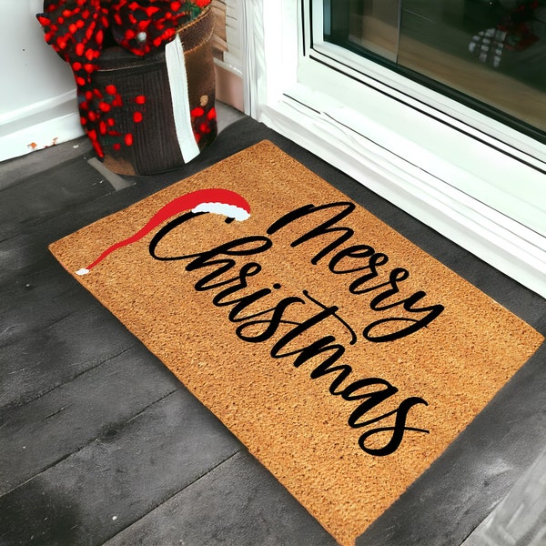 antidérapant pour l'extérieur de Noël | Tapis d'impression décoratif durable lavable en machine pour une décoration festive de porte d'entrée | Tapis de Noël