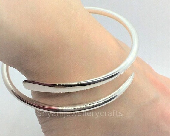 Silver Nail Wrap Bangle Nail Wrap Bracelet Adjustable Bracelet Solid 925 Sterling Silver Open Bangle Man Woman Bracelet handmade Jewelry Etsy Canada