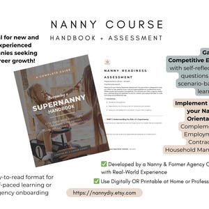 NANNY COURSE | PLUS Nanny Readiness Assessment | Digital Download for Nannies, Caregivers & Household Managers