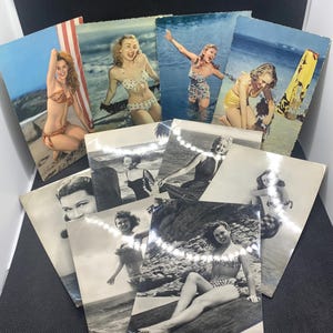 Set Vintage Foto Postkarten mit schönen Frauen. 10 Vintage Foto-Postkarten