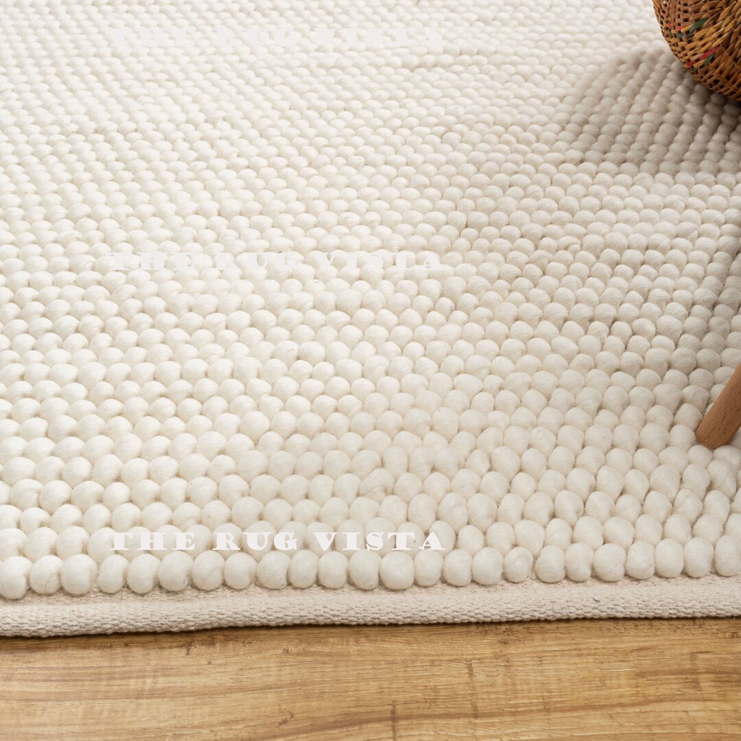 Hand Knitted Rug Chunky Wool Rug Loop Braided Rug Hand Woven Flat