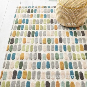 Hand Tufted Green Rug Modern High Low Rug Pebble Rug Multi Colored Rug Hand Tuft Tufted Woolen Large Area Rug 5x8 6X9 7X10 8x10 9x12 10X14