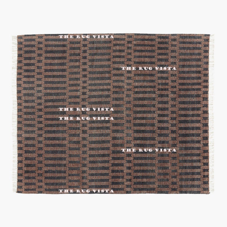 Hand Knotted Rug Esme Black Brown Low Pile Rug 5x8 6x9 7x10 8x10 9x12