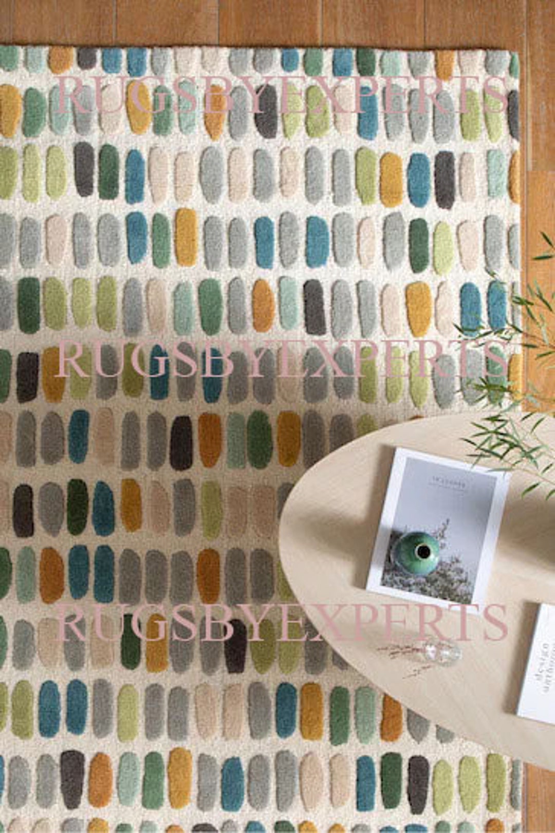 Hand Tufted Green Rug Modern High Low Rug Pebble Rug Multi Colored Rug ...