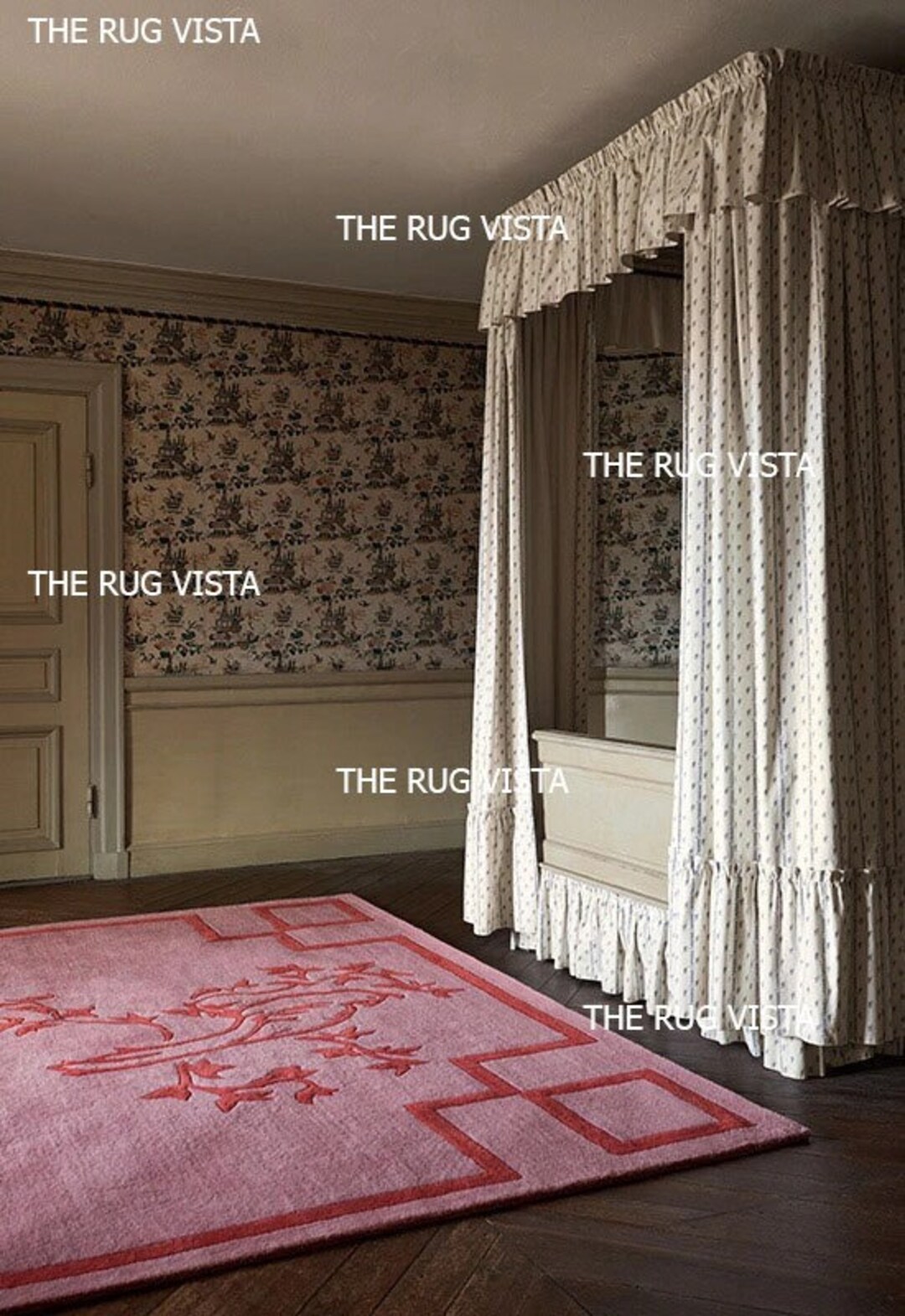 Hand Tufted Chinoiserie Rug Pink Colored Hand Tuft Tufted Woolen Large ...