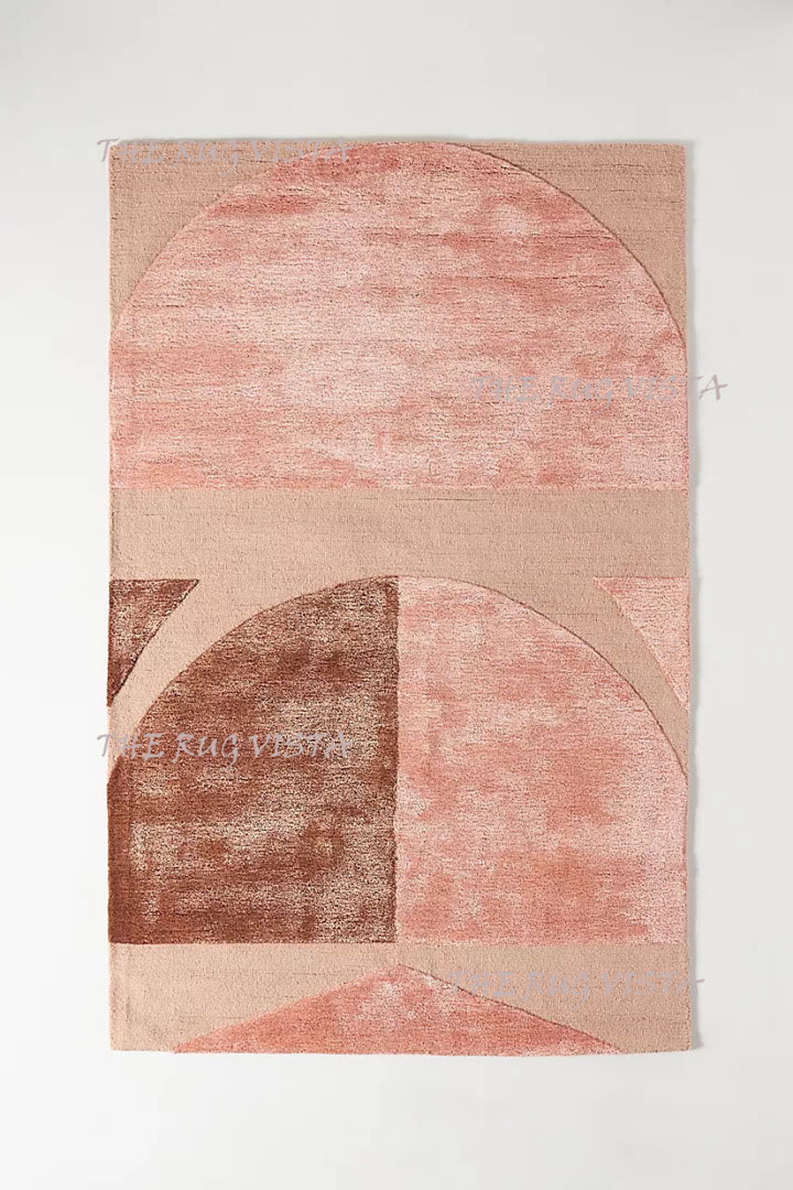 Modern Hand Tufted Aida Rug Peach Brown Colored Rug Silk and Wool Hand ...