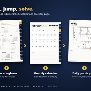 2027 Sudoku Digital Planner | Puzzle a Day | 365 Sudoku Puzzles with Answers | Hyperlinked PDF for GoodNotes, Notability, Kindle Scribe image 2