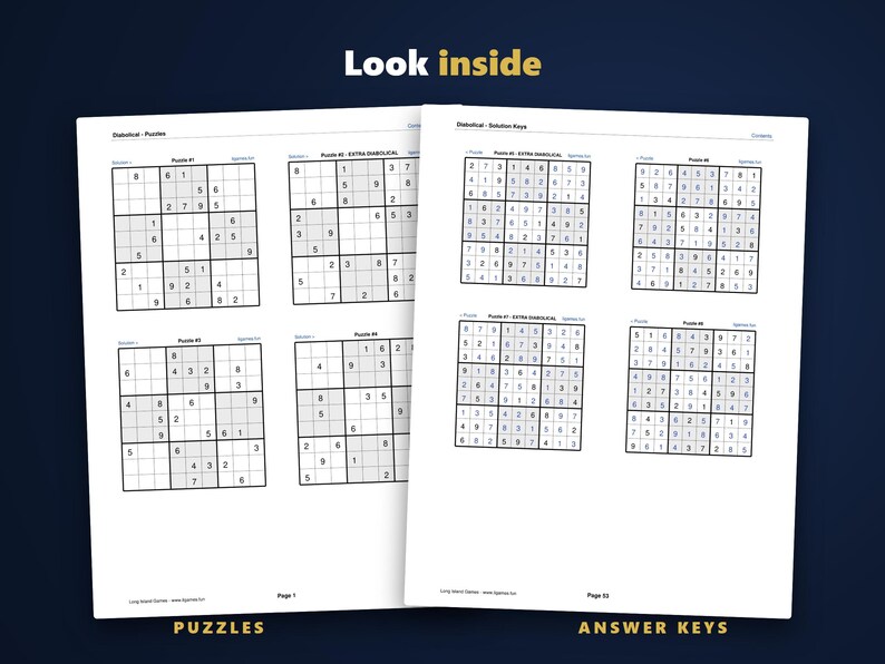 Sudoku - Diabolical, Volume 1 | 200 Extremely Hard Printable Sudoku Puzzles with Answers | Hyperlinked PDF | Instant Download image 3