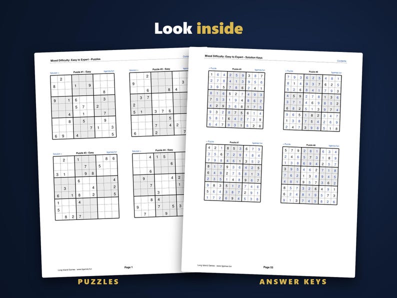 Sudoku - Easy to Expert, Volumes 1-13 Bundle | 2,400 Printable Sudoku Puzzles with Answers | Hyperlinked PDFs | Instant Download image 4