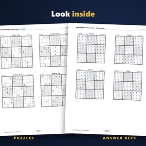 Sudoku - Easy to Expert, Volume 8 | 200 Printable Sudoku Puzzles with Answers | Hyperlinked PDF | Easy to Expert | Instant Download image 3
