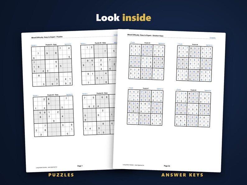 Sudoku - Easy to Expert, Volume 8 | 200 Printable Sudoku Puzzles with Answers | Hyperlinked PDF | Easy to Expert | Instant Download image 3