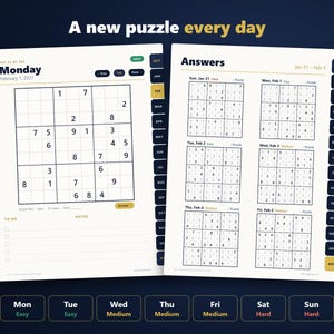 2027 Sudoku Digital Planner | Puzzle a Day | 365 Sudoku Puzzles with Answers | Hyperlinked PDF for GoodNotes, Notability, Kindle Scribe image 3