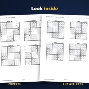 Sudoku - Easy to Expert, Volume 9 | 200 Printable Sudoku Puzzles with Answers | Hyperlinked PDF | Easy to Expert | Instant Download image 3