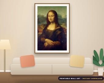 Mona Lisa Print, Leonardo da Vinci Printable Wall Art | Classic Renaissance Painting Poster | Museum Art Print | Digital Download