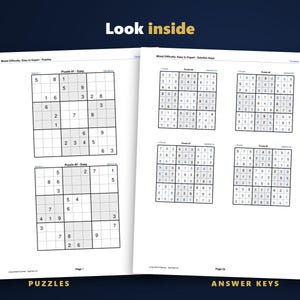 Sudoku - Easy to Expert, Volume 2 | 100 Printable Sudoku Puzzles with Answers | Hyperlinked PDF | Easy to Expert | Instant Download image 3