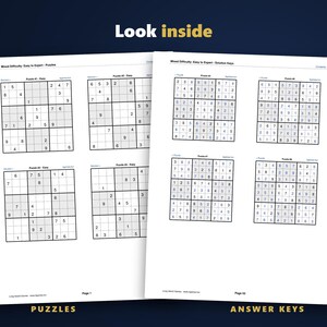 Sudoku - Easy to Expert, Volume 5 | 200 Printable Sudoku Puzzles with Answers | Hyperlinked PDF | Easy to Expert | Instant Download image 3