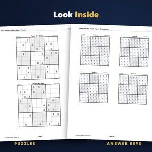 Sudoku - Easy to Expert, Volume 1 | 100 Printable Sudoku Puzzles with Answers | Hyperlinked PDF | Easy to Expert | Instant Download image 3