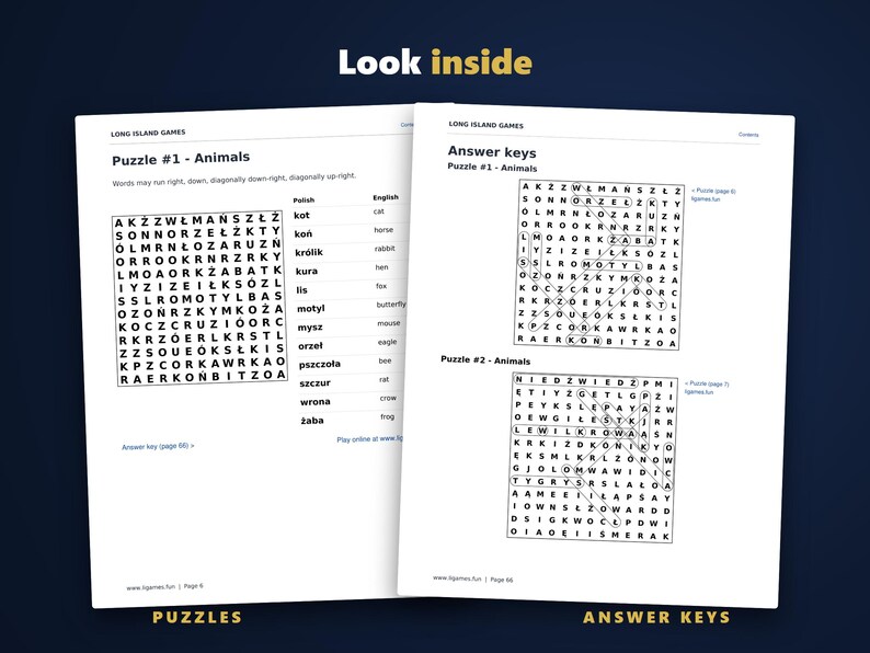Polish Word Search for Language Learners, Volume 1 | 60 Printable Puzzles with English Meanings | Hyperlinked PDF image 3