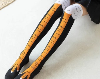 Funny Chicken Paw Stocking - Over-knee Pressure Thin Leg Long Stockings - Women's Spring Autumn Winter Socks - Middle High School Girls