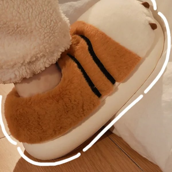 Winter Women's Cute Faux Fur Plush Slippers - Warm Cartoon Cat Lining - Fluffy and Cozy - Flat Non-Slip Sole - Ladies' Home Shoes