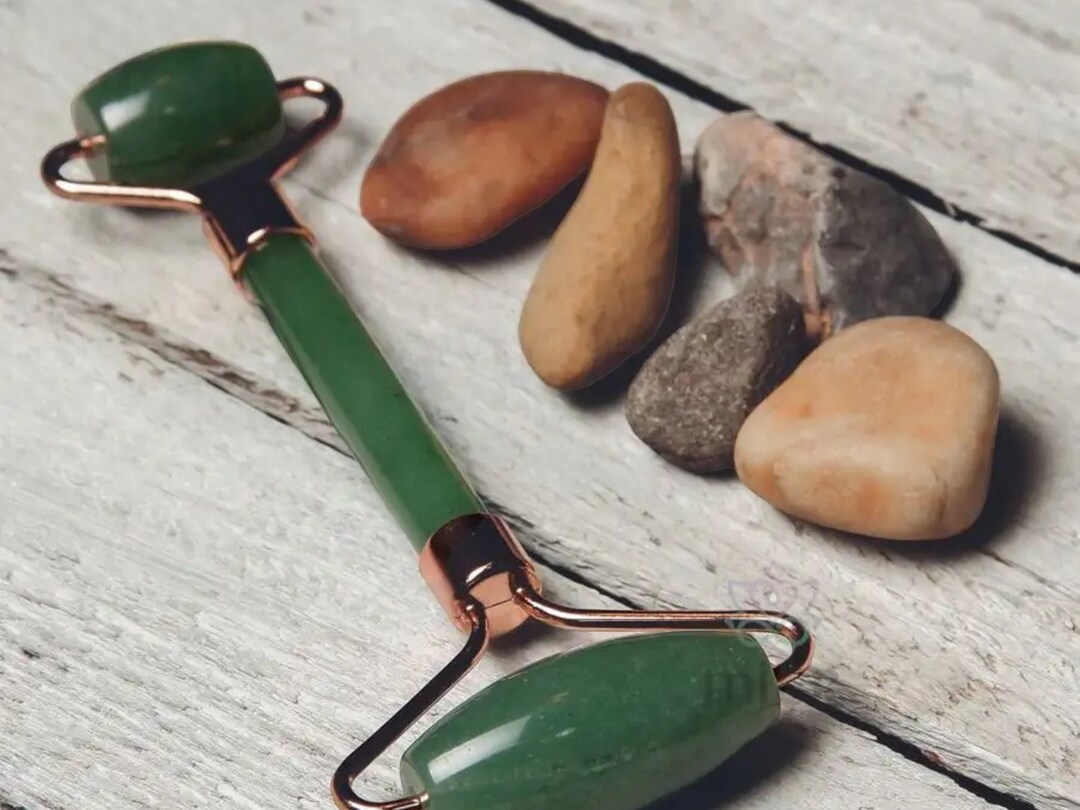 Natural Green Agate Stone Massage Tool face Roller Refresh and Rejuvenate Etsy