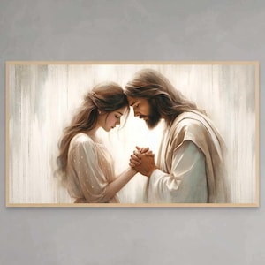 Love Him, Christian Art, Jesus Praying with Woman, Jesus Picture, LDS Art, Bible Wall Art, Jesus and Girl, Jesus Painting, Jesus Painting