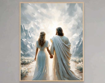 Follow Him, Christian Wall Art, Jesus and Woman Walk, Jesus Picture, LDS Art, Bible Painting, Jesus Printable Art, Christian Catholic Prints
